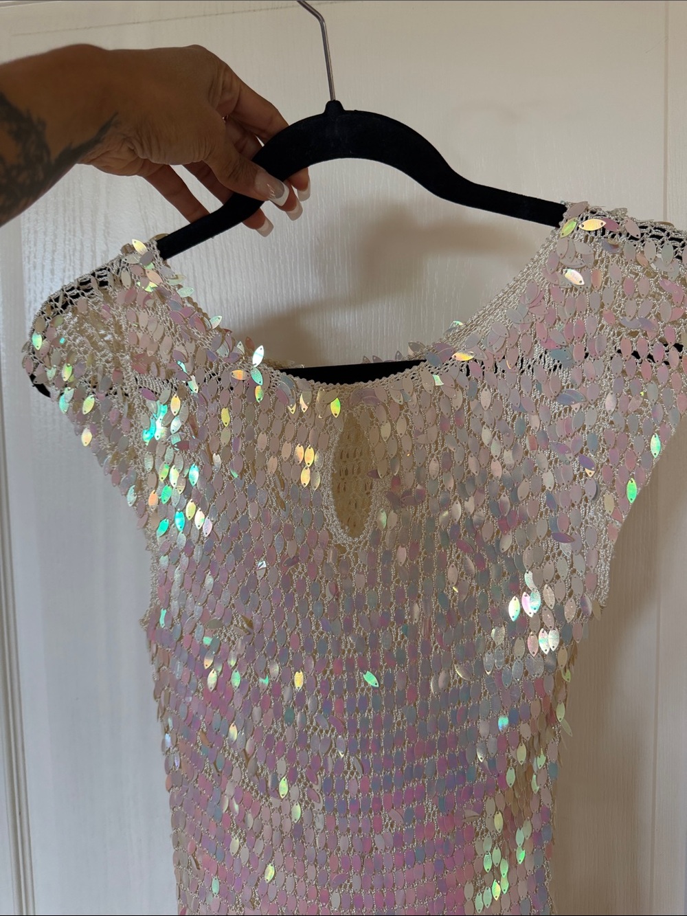 Vintage Y2K Iridescent Paillette Mesh Festival Blouse - Picture 10 of 16